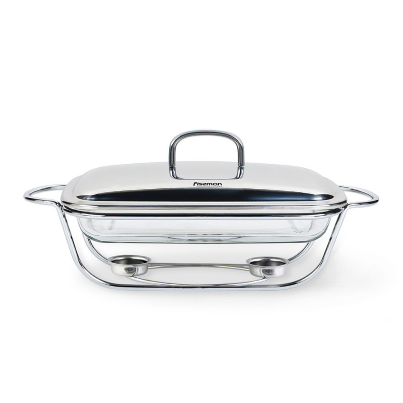 Rectangular chafing dish 42x22x20 cm / 3.0 LTR (heat resistant glass)