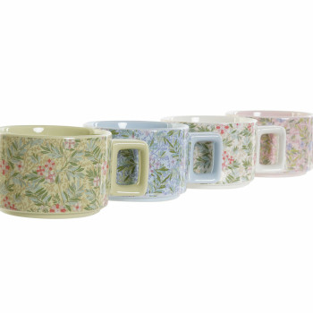Vnt. kavos puodelių rinkinys DKD Home Decor Mėlyna Žalia Rožinė Metalinis Dolomite 260 ml