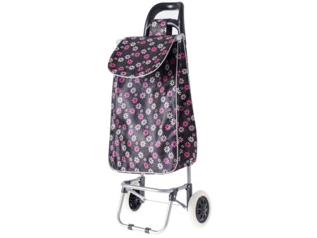 Shopping bag on wheels flowers mix color