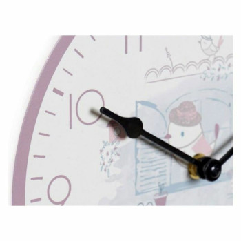 Wall Clock DKD Home Decor Blue Pink Wood Metal Plastic MDF Wood Children's Bird 24 x 3 x 24 cm (2 Units),,,