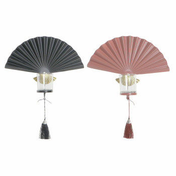 Candleholder DKD Home Decor 8424001833344 Fan Black Golden Terracotta Crystal Iron 35 x 9 x 35 cm (2 Units),,,