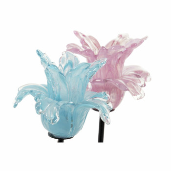 Candleholder DKD Home Decor Blue Pink Metal Crystal 12 x 12 x 24 cm (2 Units),,,