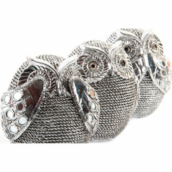 Decorative Figure DKD Home Decor Multicolour Silver Owl Chromed 12 x 11 x 14 cm (3 Units),,,