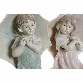 Dekoratīvās figūriņas DKD Home Decor 28 x 20 x 48,5 cm Zils Rozā Bērns (2 gb.),,,