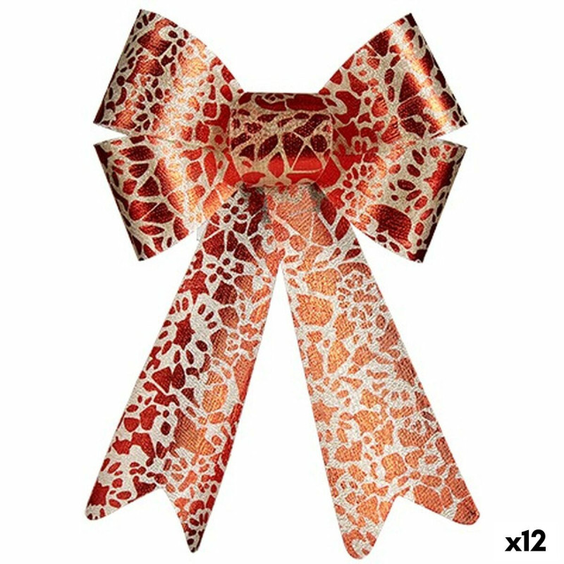 Бант Krist+ HJ1-12007 Красный Позолоченный PVC 16 x 24 x 4 cm Новогоднее украшение (12 штук)