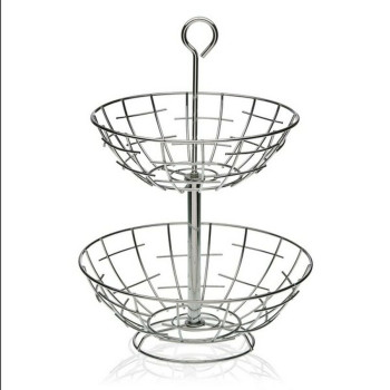 Augļu Bļoda Versa 2 Planken Metāls Sudrabains Tērauds 28 x 41 x 28 cm