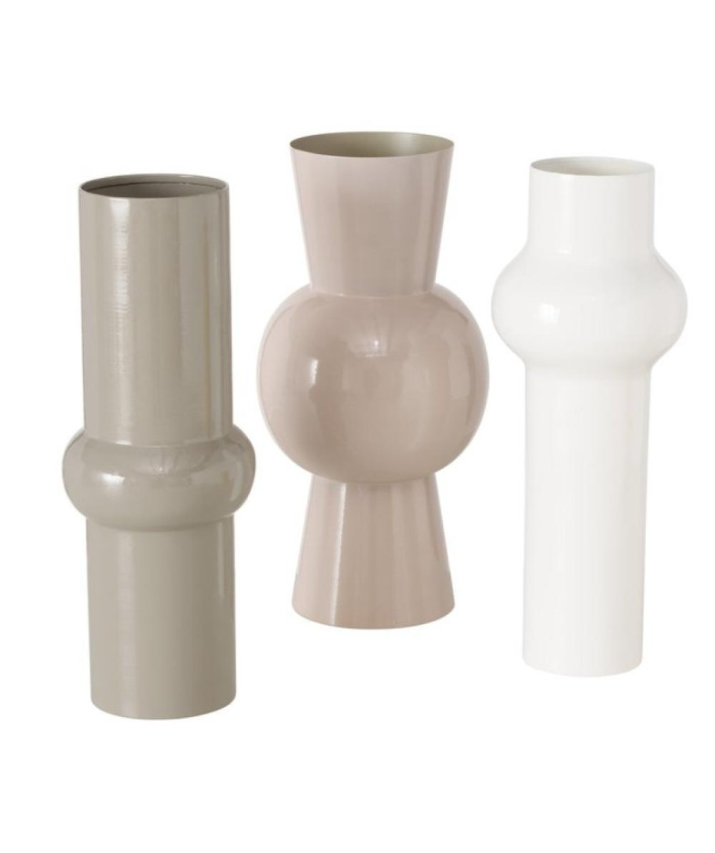 VARNJO VĀZE D16CM H30CM, 3VEIDI, BROWN /BĒŠA/WHITE, METĀLS, Boltze