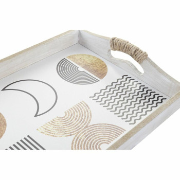 Padėklų rinkinys DKD Home Decor Balta Juoda Auksinis Medžio MDF 40 x 30 x 6 cm (2 vnt.)