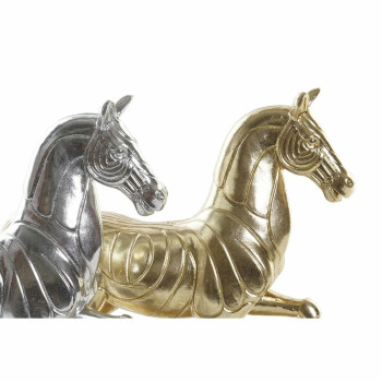 Dekoratīvās figūriņas DKD Home Decor 34 x 9,5 x 33,5 cm Zirgs Sudrabains Bronza (2 gb.),,,