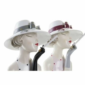 Dekoratīvās figūriņas DKD Home Decor 18,5 x 15 x 31 cm Dāma Rozā Balts (2 gb.),,,