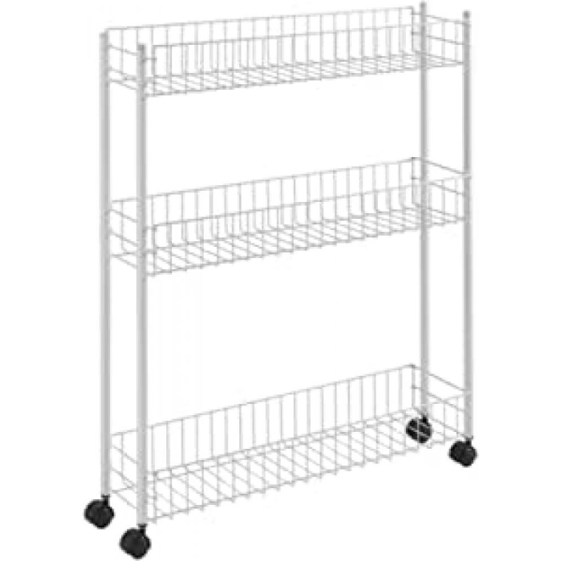 FINO-3 PLAUKTS UZ RITEŅIEM 58x16x72CM, 3-STĀVU, NER.TĒR., LDPE PLASTIKĀTA PĀRKL., Metaltex