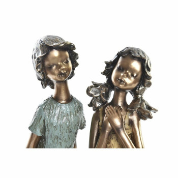 Dekoratīvās figūriņas DKD Home Decor 17 x 13 x 22 cm Sarkans Bronza Tirkīzs Zēni (2 gb.),,,