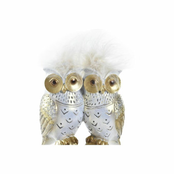 Dekoratīvās figūriņas DKD Home Decor Balts Bronza Pūces 10 x 8 x 7 cm,,,