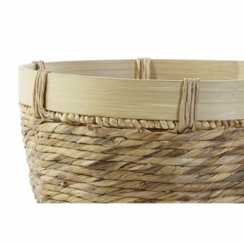 Basket set DKD Home Decor Brown Natural Bamboo Rushes Tropical 40 x 40 x 23 cm 3 Pieces,,,