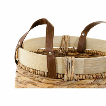 Basket set DKD Home Decor Brown Natural Bamboo Rushes Tropical 40 x 40 x 24 cm 4 Kg 3 Pieces,,,
