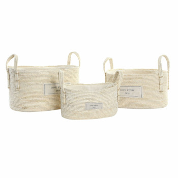 Набор корзин DKD Home Decor Хлопок волокно (34 x 23 x 20 cm)