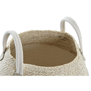 Basket DKD Home Decor White Natural Natural Fibre 37 x 37 x 25 cm,,,