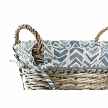 Decorative basket DKD Home Decor Blue White wicker 44 x 44 x 42 cm,,,