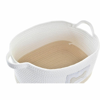 Basket set DKD Home Decor White Cream 43 x 30 x 23 cm 2 Pieces,,,