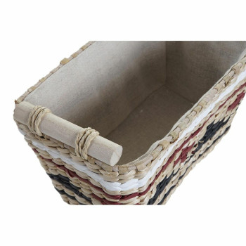 Basket set DKD Home Decor White Black Maroon Natural Natural Fibre 39 x 27 x 24 cm 3 Pieces,,,