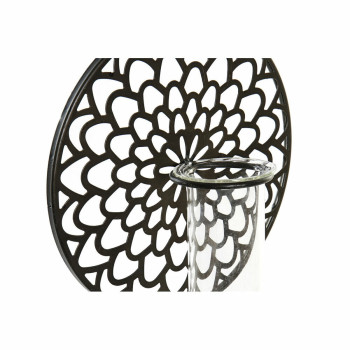 Candleholder DKD Home Decor Crystal Black Metal Wood Brown 20 x 20 x 36 cm,,,