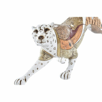 Dekoratīvās figūriņas DKD Home Decor Balts Daudzkrāsains Oranžs Balts/Oranžs Leoparda Koloniāls 30 x 40 cm 37 x 10 x 13 cm,,,