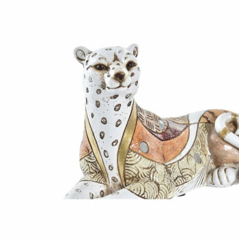 Dekoratīvās figūriņas DKD Home Decor Balts Oranžs Leoparda Koloniāls 24 x 10 x 12 cm,,,