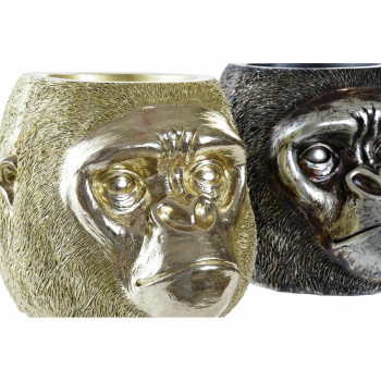 Dekoratīvās figūriņas DKD Home Decor 20 x 24,5 x 18,5 cm Sudrabains Bronza Koloniāls Gorilla (2 gb.),,,