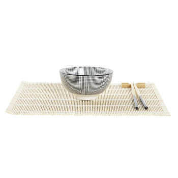 Suši Komplekts DKD Home Decor 14,5 x 14,5 x 31 cm Melns Keramika Austrumniecisks (16 Daudzums)