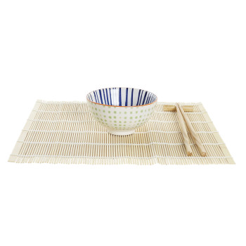 Suši Komplekts DKD Home Decor 14,5 x 14,5 x 31 cm Zils Balts Keramika Austrumniecisks (16 Daudzums)