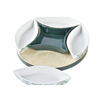 Uzkodu komplekts DKD Home Decor Koks 22 x 22 x 1 cm Loksnes Zaļš Keramika
