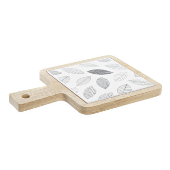 Suupistete alus DKD Home Decor Valge/Must Bambus Keraamika Lehed Cottage 18 x 12 x 1 cm