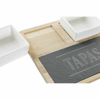 Uzkodu komplekts DKD Home Decor Tapas Bambuss Keramika Valde / Dēlis 3 Daudzums 31 x 20 x 5 cm