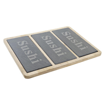 Набор для суши DKD Home Decor Бамбук Доска Чёрный Натуральный Восточный 25 x 19 x 3 cm