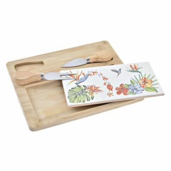 Siera dēlītis DKD Home Decor Bambuss Keramika 24,5 x 20 x 1,2 cm (4 gb.)