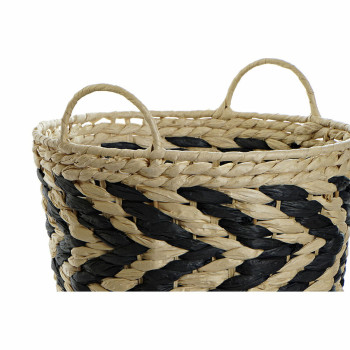 Grozs DKD Home Decor Melns Gaiši brūns Dabīgā Šķiedra (3 Daudzums) (3 gb.),,,