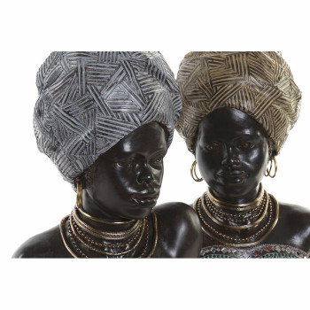 Dekoratīvās figūriņas DKD Home Decor Bronza Sudrabains Koloniāls Āfrikas sieviete 24 x 18 x 36 cm (2 gb.) (2 Daudzums),,,