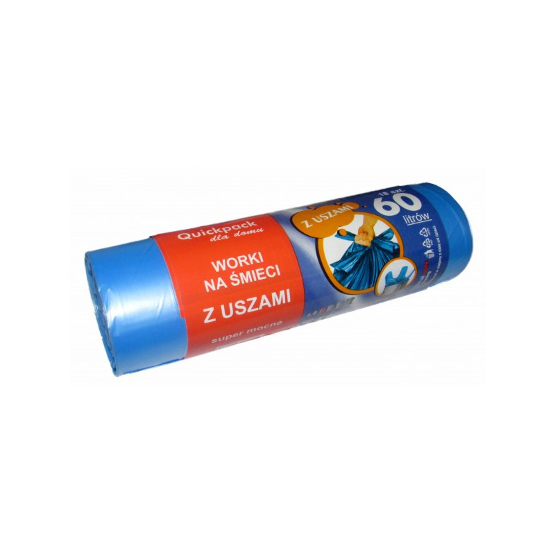 Šiukšlių maišai HD 60L 18шт 'su ausimis'  mėl.