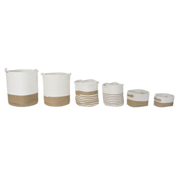 Basket set DKD Home Decor White Brown Jute 45 x 45 x 54 cm,,,