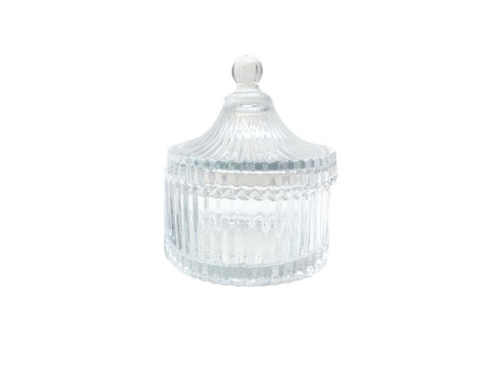 Round sugar bowl with glass lid 10cm