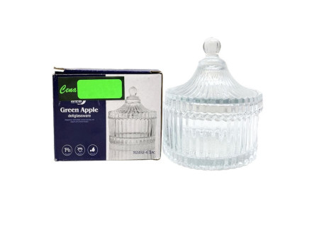 Round sugar bowl with glass lid 10cm