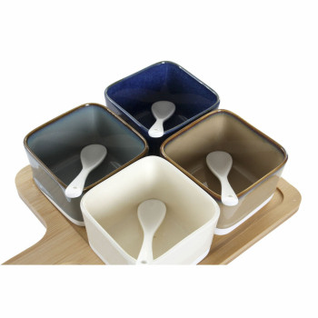 Set za Predjelo DKD Home Decor 27 x 20 x 1,3 cm Portselan Beež Sinine Pruun Roheline Kaasaegne