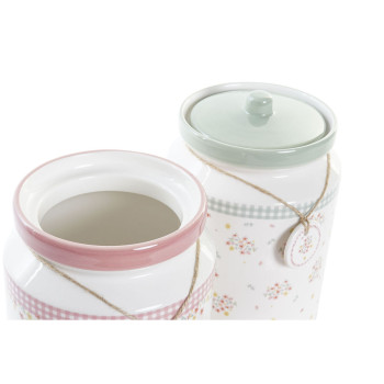 лодка DKD Home Decor Зеленый Розовый Виши 15,5 x 15,5 x 21 cm (2 штук)