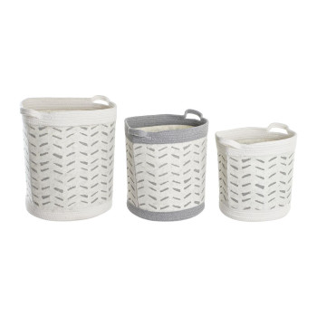 Grozs DKD Home Decor Balts Pelēks 35 x 35 x 40 cm 3 Daudzums,,,