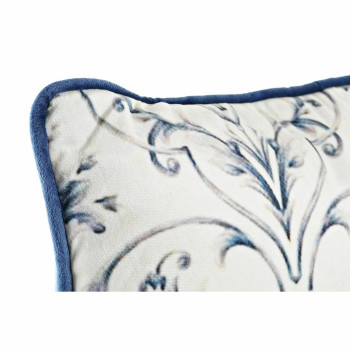 Pagalvėlė DKD Home Decor Mėlyna Balta Kvadratai Gėlės Neoklasikinis 45 x 10 x 45 cm,,,