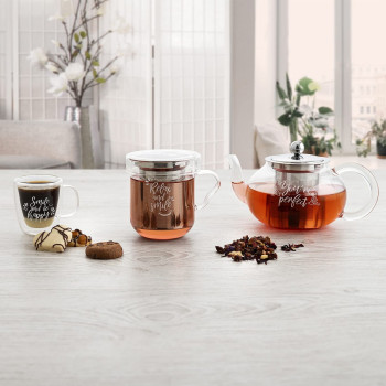 Tass Teefiltriga Quid Serenia Läbipaistev 350 ml (3 Tükid, osad)