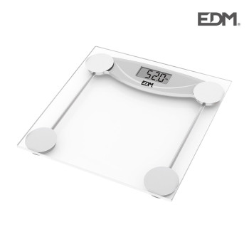 Skaitmeninės vonios kambario svarstyklės EDM 07520 Juoda Skaidrus Stiklas 180 kg,,,