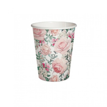 GORGEOUS ROSES PAPĪRA GLĀZES 250ML 10GB, 0.079KG/IEP, Paw Decor Collection