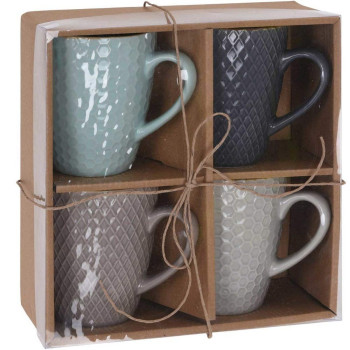 Vnt. kavos puodelių rinkinys Excellent Houseware Keramikos dirbinys 300 ml Geometrinis