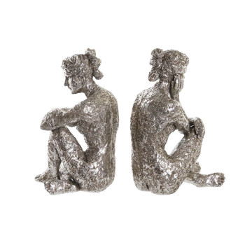 Dekoratīvās figūriņas DKD Home Decor 17 x 15 x 26 cm Dāma Sudrabains (3 gb.),,,